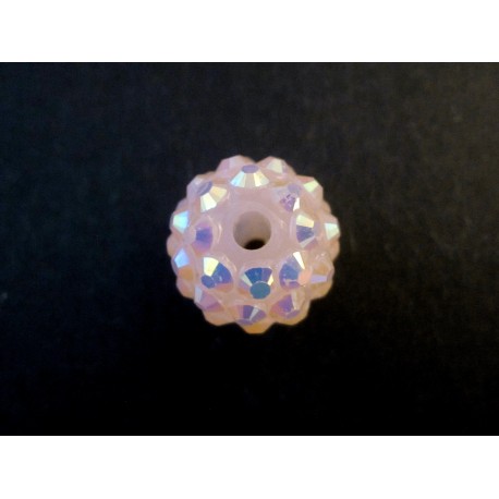 Leisure-Beads - 1x hellrosa Shamballa 14x12mm Strass Perle mit AB-Effekt - Schmuckzubehör Shamballa
