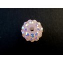 1x hellrosa Shamballa 14x12mm Strass Perle mit AB-Effekt - Schmuckzubehör Shamballa