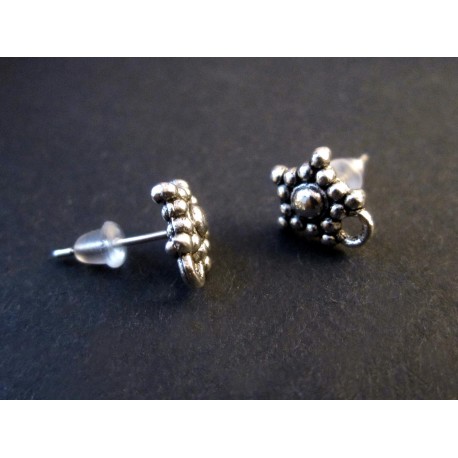 Leisure-Beads - 2x filigrane silberfarben Ohrstecker mit Öse Durchmesser 9mm - Schmuckzubehör zum Ohrringe selbermachen