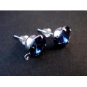 2x blaue Strass Ohrstecker mit Öse Strassstein Durchmesser 8mm - Schmuckzubehör zum Ohrringe selbermachen