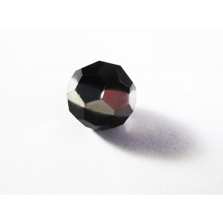Leisure-Beads - 1x 10mm schwarze Glasperle mit Silberstreifen in geschliffener Form - Schmuckzubehör Glasperlen