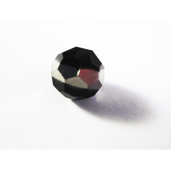 1x 10mm schwarze Glasperle mit Silberstreifen in geschliffener Form - Schmuckzubehör Glasperlen - Leisure-Beads DIY