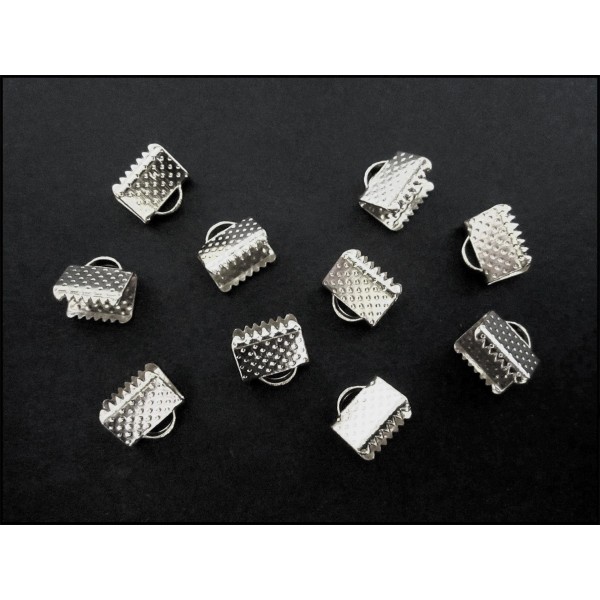 10x hellsilberfarbene Bandklemme 8mm Bandverbinder - Schmuckzubehör