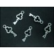 5x Schlüssel silberfarben Schmuckanhänger Größe 6x16mm - Schmuckzubehör