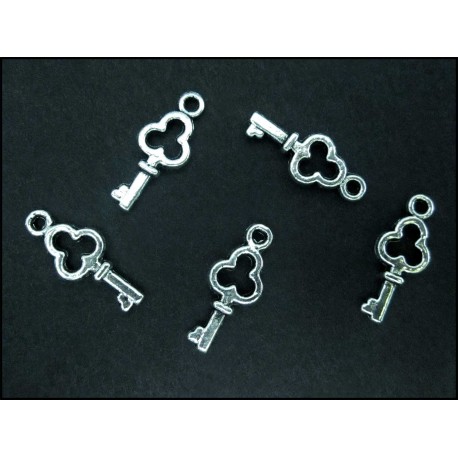 Leisure-Beads - 5x Schlüssel 6x16mm silberfarben Schmuckanhänger - Schmuckzubehör