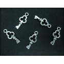 5x Schlüssel 6x16mm silberfarben Schmuckanhänger - Schmuckzubehör
