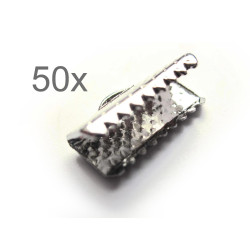 50x hellsilber Bandklemme 13mm platinfarben - Schmuckzubehör