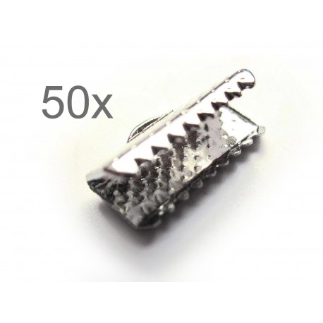 Leisure-Beads - 50x hellsilberfarbene Bandklemme 13mm Bandverbinder - Schmuckzubehör
