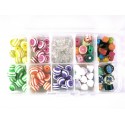 Box aus buntem Perlenmix aus Acryl und Polymer Clay - Schmuckzubehör Set