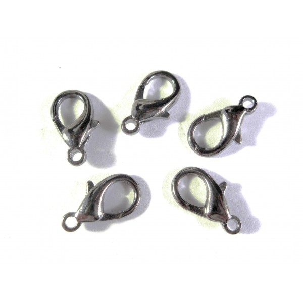 5x gunmetal Karabinerhaken 14mm Schmuckverschluss - gunmetal Schmuckzubehör - Leisure-Beads DIY
