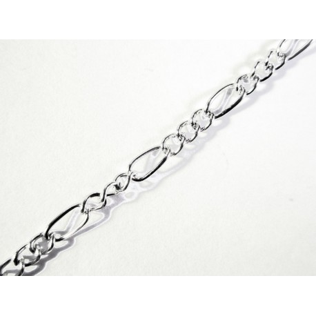 Leisure-Beads - 50cm hellsilberfarbene Figaro Kette 6x3mm - Schmuckzubehör