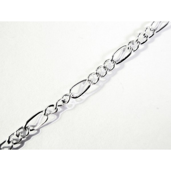 50cm hellsilberfarbene Figaro Kette 6x3mm - Schmuckzubehör - Leisure-Beads DIY