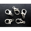 5x hellsilberfarben Karabinerhaken 14mm Schmuckverschluss - Schmuckzubehör