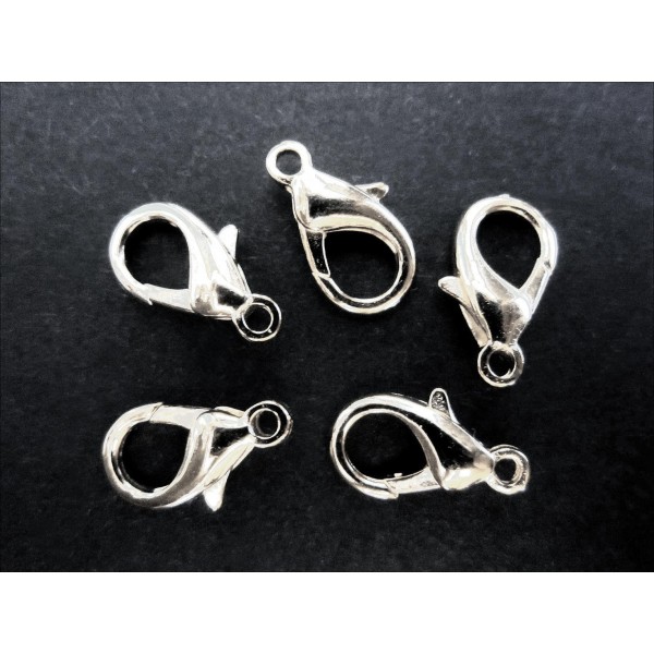 5x hellsilberfarben Karabinerhaken 14mm Schmuckverschluss - Schmuckzubehör