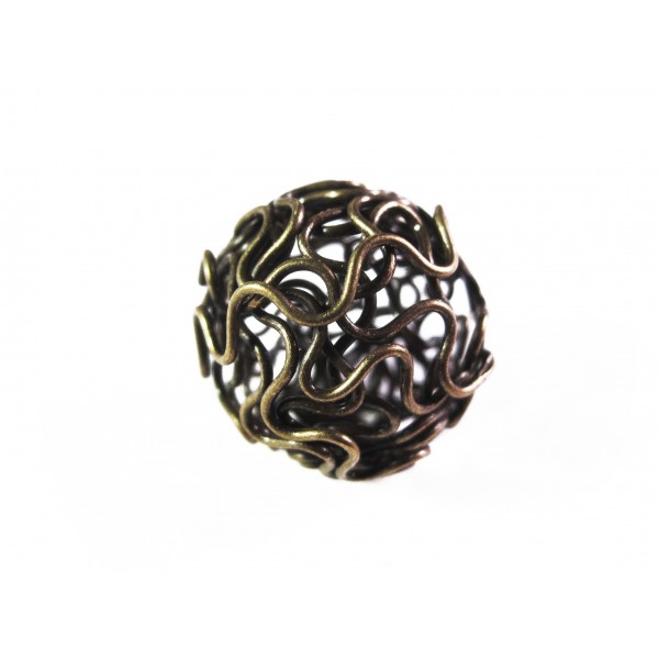 1x bronzefarben Drahtperle 18mm Spacer - Schmuckzubehör Metallperle