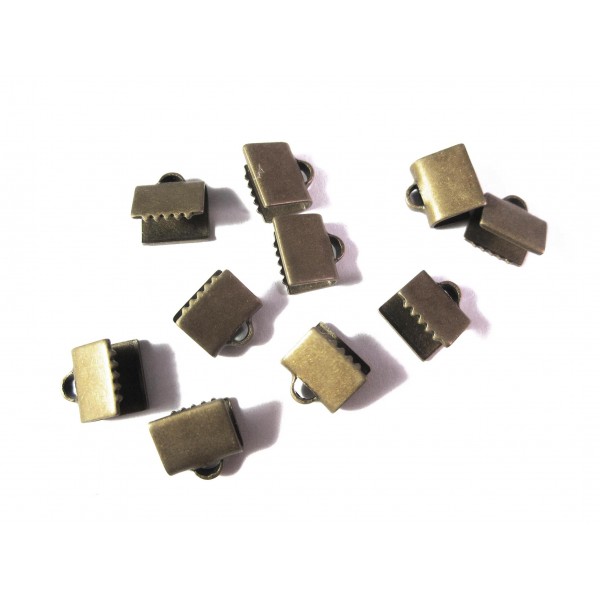 10x glatte bronzefarbene Bandklemme 7mm bronzefarbene Bandverbinder - Schmuckzubehör - Leisure-Beads DIY