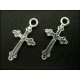 2x Kreuz Kruzifix Anhänger silberfarben Schmuckanhänger ca. 11x21mm - Schmuckzubehör