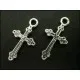 2x Kreuz Kruzifix Anhänger silberfarben Schmuckanhänger ca. 11x21mm - Schmuckzubehör - Leisure-Beads DIY