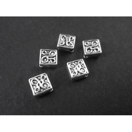 Leisure-Beads - 5x silberfarben 4,5x4,5mm Metallperlen diagonal Quadrat Perlen Spacer - Schmuckzubehör Metallperle