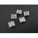 5x silberfarben 4,5x4,5mm Metallperlen diagonal Quadrat Perlen Spacer - Schmuckzubehör Metallperle