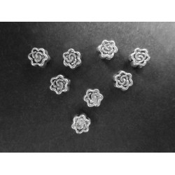 Leisure-Beads - 5x silberfarbene 5x5mm Metallperlen Rosenmotiv Spacer - Schmuckzubehör Metallperle