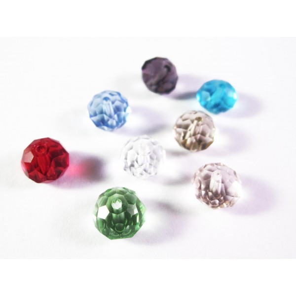 10x 8x6mm Glasperlen Rondelle bunter Perlenmix - buntes Schmuckzubehör - Leisure-Beads DIY