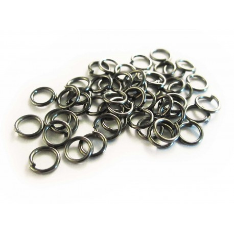 Leisure-Beads - 50x gunmetal Biegering 6mm x 0,8mm rund schwarz metallfarben - gunmetal Schmuckzubehör