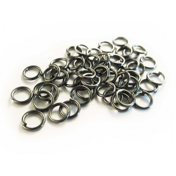 50x gunmetal Biegering 6mm x 0,8mm rund schwarz metallfarben - gunmetal Schmuckzubehör - Leisure-Beads DIY