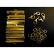 10x goldfarben Bandklemmen 30mm + 5 Karabiner + 20 Biegeringe als Schmuckzubehör Set für Halsbänder - Schmuckzubehör Set