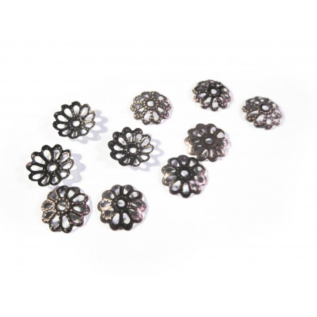 Leisure-Beads - 10x filigrane bronzefarben Perlenkappen 8mm bronzefarbene runde Perlen Kappen - Schmuckzubehör bronzefarben Perlenkappe