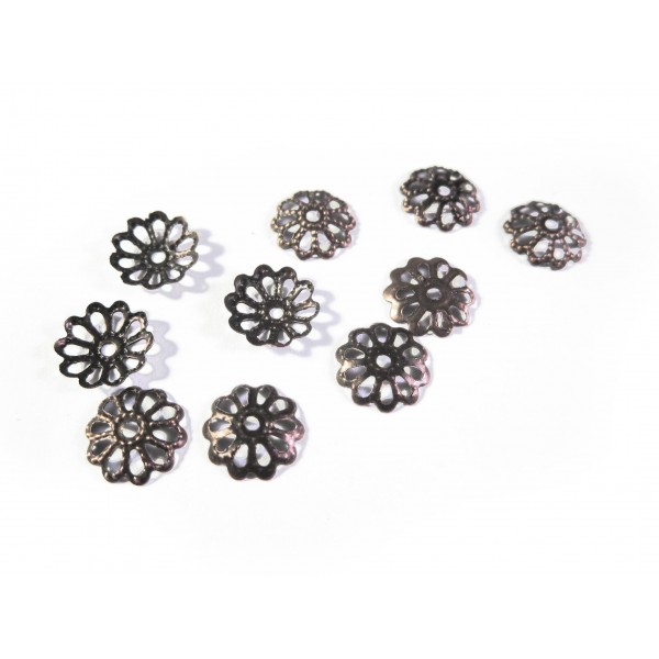 10x filigrane bronzefarben Perlenkappen 8mm bronzefarbene runde Perlen Kappen - Schmuckzubehör bronzefarben Perlenkappe - Leisure-Beads DIY
