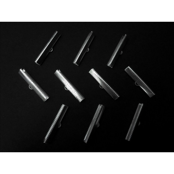 10x silberfarbene Bandklemme 35mm II WAHL silberfarben - Schmuckzubehör