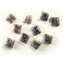 10x Graue Millefiori Perlen quadratisch 8 x 8 mm