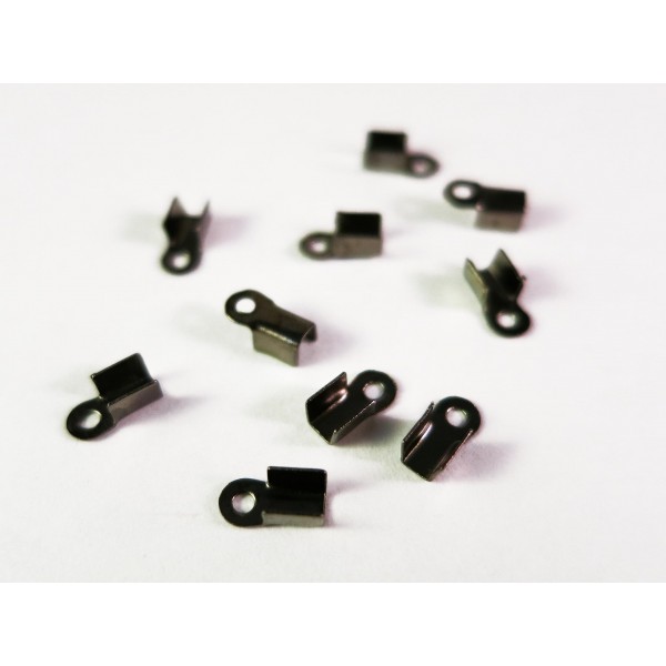 20x gunmetal Endkappe 6x3mm Lederband Klemme - gunmetal Schmuckzubehör