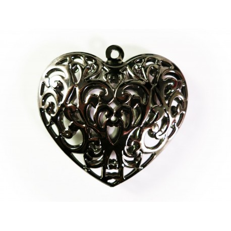Leisure-Beads - 1x gunmetal Herz Anhänger 65x62mm Schmuckanhänger - gunmetal Schmuckzubehör