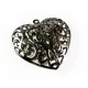 1x XXL-Herz Anhänger ca. 65x62mm schwarzmetallfarben Schmuckanhänger - Schmuckzubehör - Leisure-Beads DIY