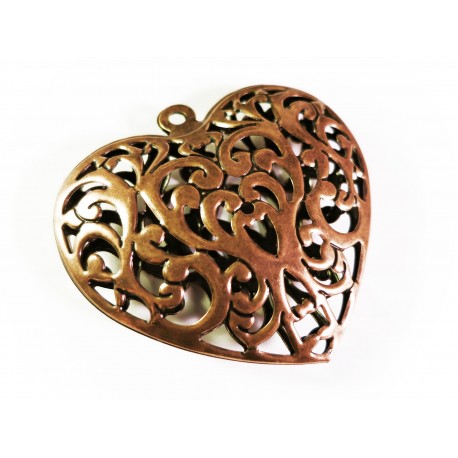 Leisure-Beads - 1x XXL-Herz Anhänger 65x62mm kupferfarbener Schmuckanhänger - Schmuckzubehör