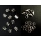 10 silber Bandklemmen 8mm + 5 Karabiner + 20 Biegeringe als Schmuckzubehör Set für Halsbänder - Schmuckzubehör Set