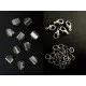 10 silber Bandklemmen 8mm + 5 Karabiner + 20 Biegeringe als Schmuckzubehör Set für Halsbänder - Schmuckzubehör Set - Leisure-Beads DIY