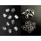 10 hellsilberfarbene Bandklemmen 8mm + 5 Karabiner + 20 Biegeringe als Schmuckzubehör Set für Halsbänder - Schmuckzubehör Set - Leisure-Beads DIY