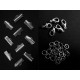 10 silber Bandklemmen 16mm + 5 Karabiner + 20 Biegeringe als Schmuckzubehör Set für Halsbänder - Schmuckzubehör Set