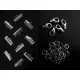 10 silber Bandklemmen 16mm + 5 Karabiner + 20 Biegeringe als Schmuckzubehör Set für Halsbänder - Schmuckzubehör Set - Leisure-Beads DIY