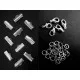 10 hellsilber Bandklemmen 16mm + 5 Karabiner + 20 Biegeringe als Schmuckzubehör Set für Halsbänder - Schmuckzubehör Set - Leisure-Beads DIY