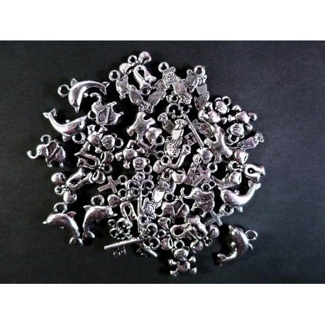 Leisure-Beads - 10g Acryl Anhänger Mix silberfarben Schmuckanhänger - Schmuckzubehör