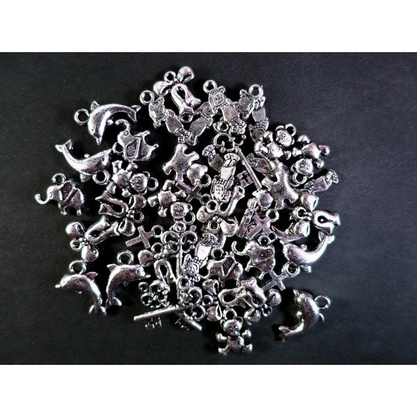 10g Acryl Anhänger Mix silberfarben Schmuckanhänger - Schmuckzubehör - Leisure-Beads DIY