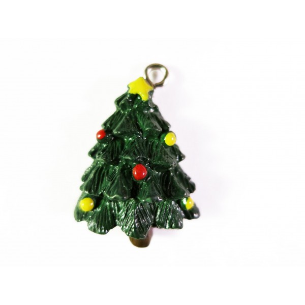 1x Weihnachtsbaum Weihnachts Anhänger 28x18mm Resin Schmuckanhänger - Schmuckzubehör Weihnachten - Leisure-Beads DIY