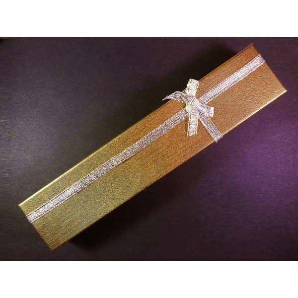 1x schmale altgoldfarben Schmuckschachtel 210x40x20mm - Schmuckzubehör Schmuckverpackung - Leisure-Beads DIY