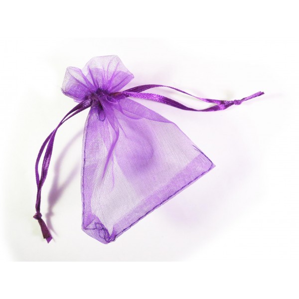 1x lila Organzasäckchen 9x7cm violetter Organzabeutel - Schmuckzubehör Schmuckverpackung