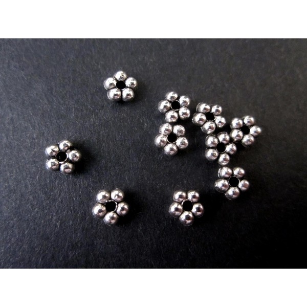 10x Daisyspacer 5mm silberfarben Metallperlen Spacer - Schmuckzubehör Metallperle