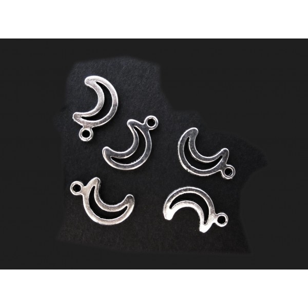 5x Silbermond 17x11mm silberfarbener Halbmond Schmuckanhänger 17x11mm - Schmuckzubehör